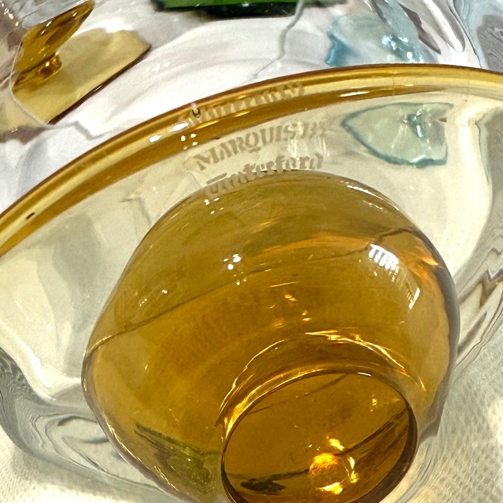 Marquis Waterford Rotondo All Purpose Glasses Set 7 Multi Color Ball Stem MCM - Picture 7 of 7